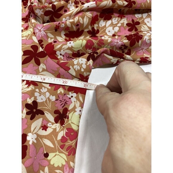 Nanette Lepore Floral Blouse Gold Red Pink Large 3/4 Sleeves Button Down Career - Picture 9 of 10